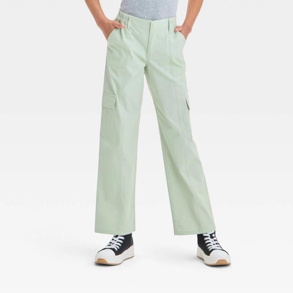 Art Class Girls Straight Leg Cargo Pants Green Size Large 10/12 Cotton Spandex